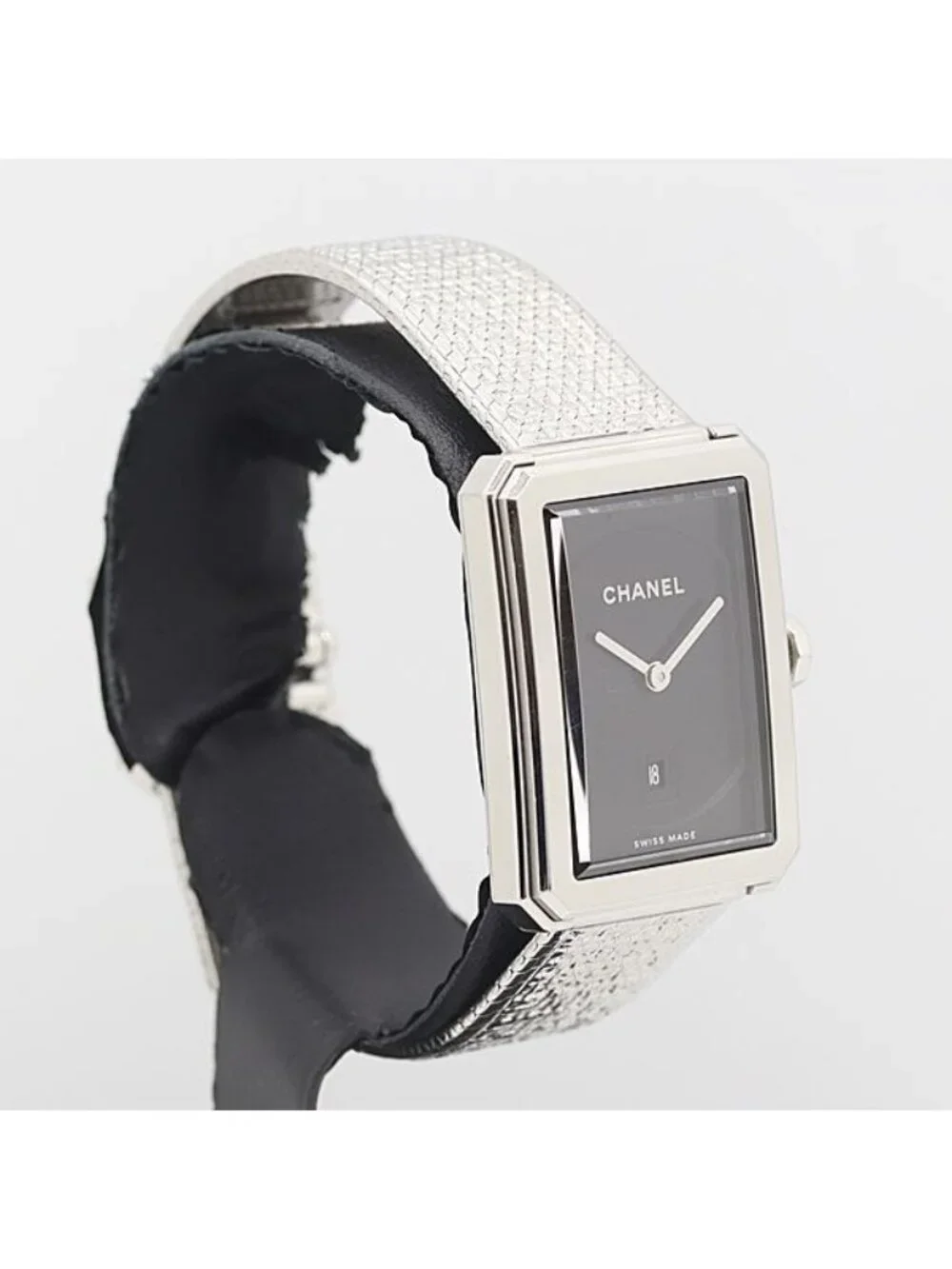 Chanel Movable Boyfriend Neo Tweed Quartz Date Black Dial Watch